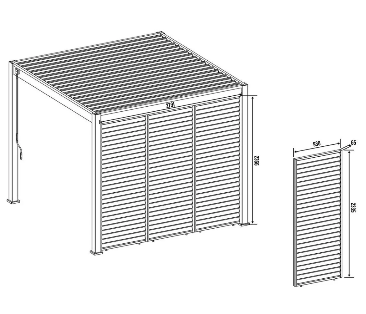 Weide Horizontales Seitenwand-Paneel, Holzoptik, ca. B93/H236 cm