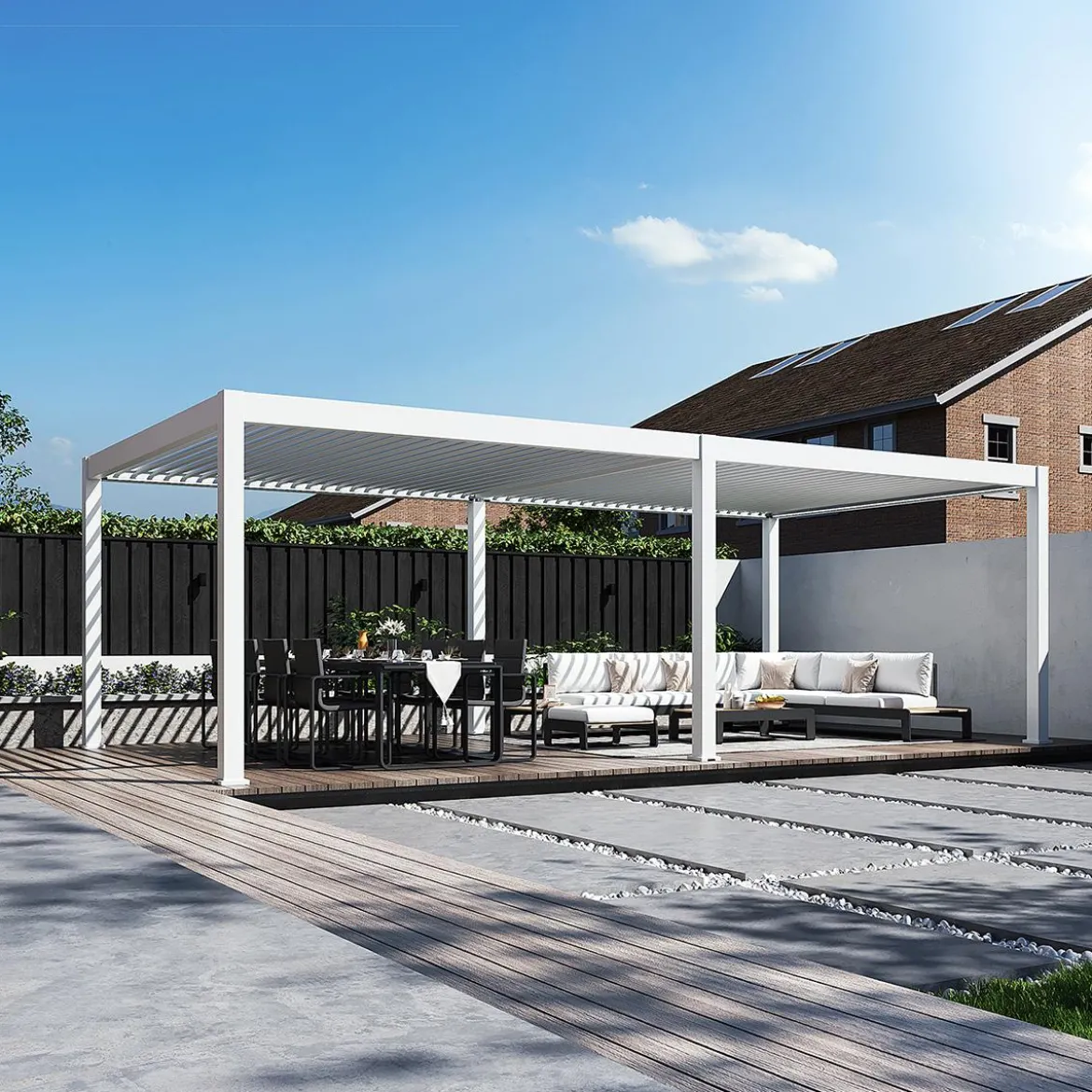 Weide Pergola LED E-Deluxe Plus 4x8, ca. B800/H255/T400 cm