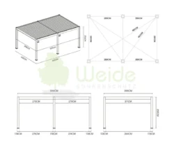Weide Pergola LED E-Deluxe Plus 4x6, ca. B600/H255/T400 cm
