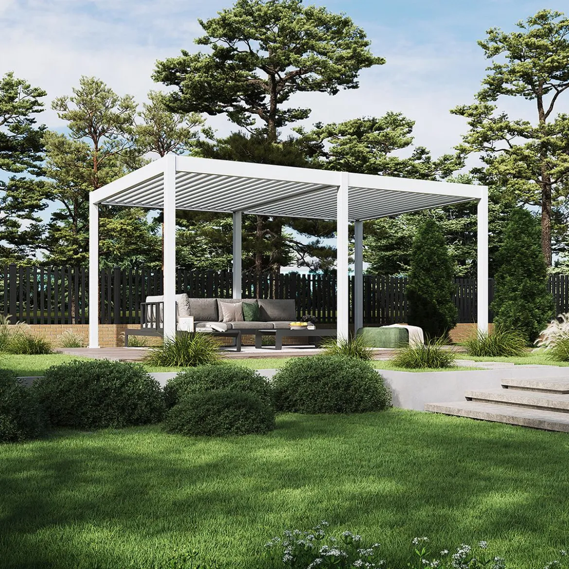 Weide Pergola LED E-Deluxe 3,6x5,3, ca. B530/H255/T360 cm