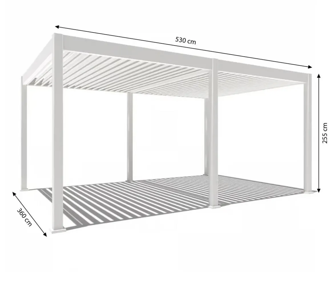 Weide Pergola LED E-Deluxe 3,6x5,3, ca. B530/H255/T360 cm