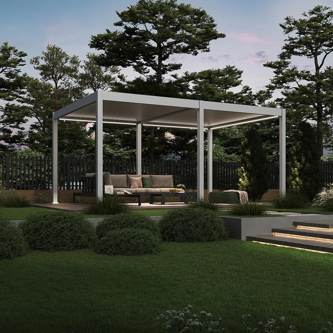 Weide Pergola LED E-Deluxe 3,6x5,3, ca. B530/H255/T360 cm