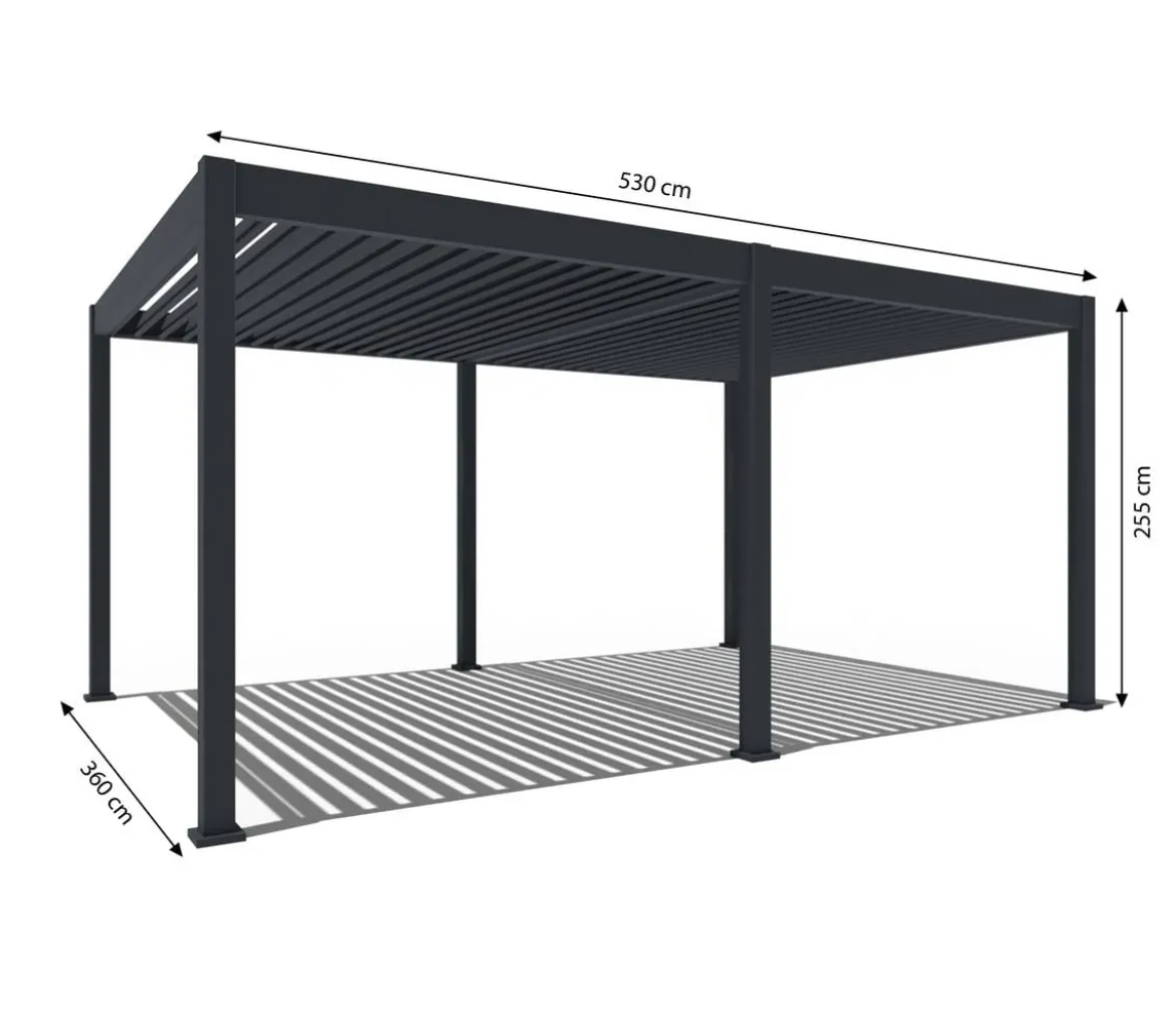 Weide Pergola LED E-Deluxe 3,6x5,3, ca. B530/H255/T360 cm