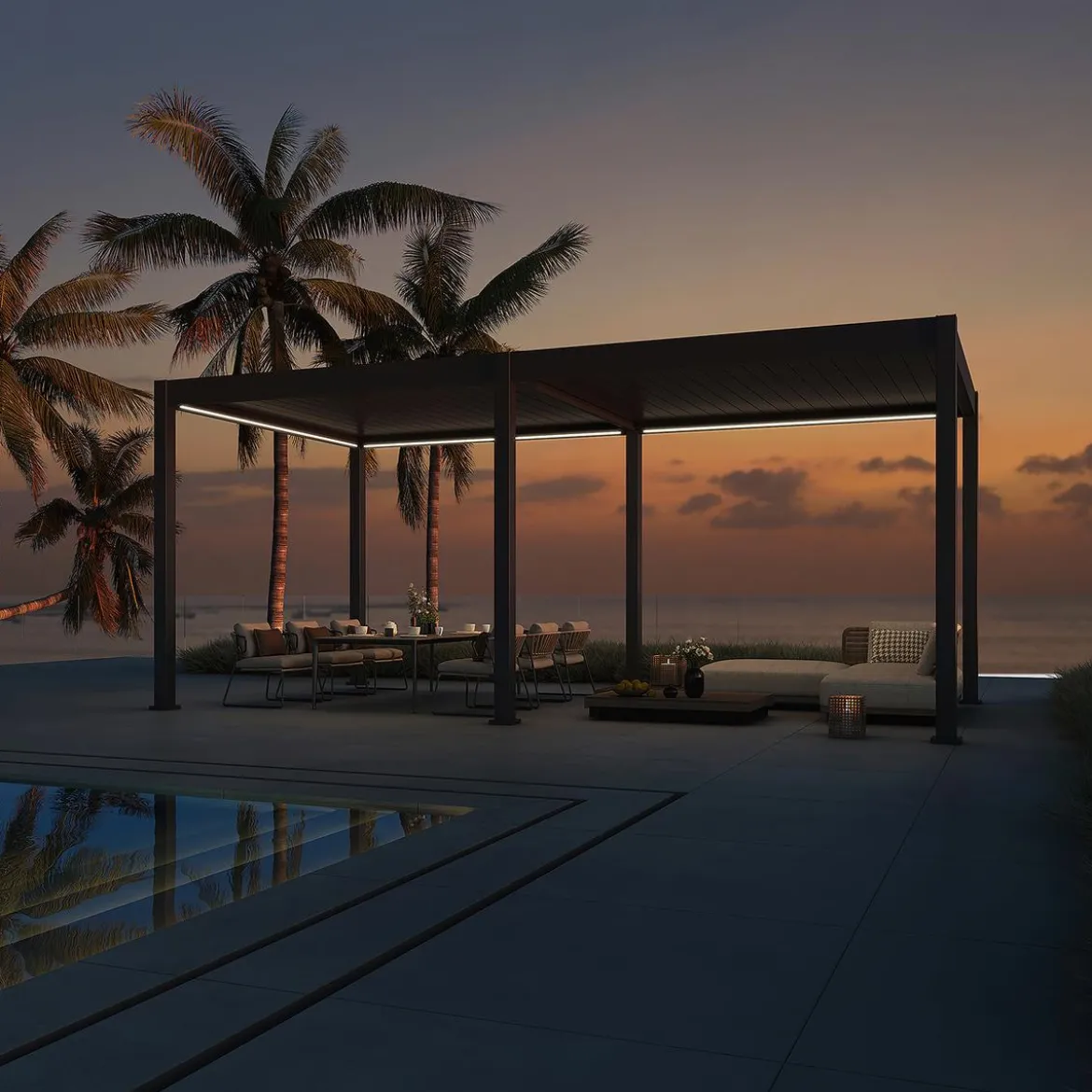 Weide Pergola LED E-Deluxe 3,6x5,3, ca. B530/H255/T360 cm