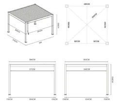 Weide Pergola LED E-Deluxe 3,6x4, ca. B400/H255/T360 cm
