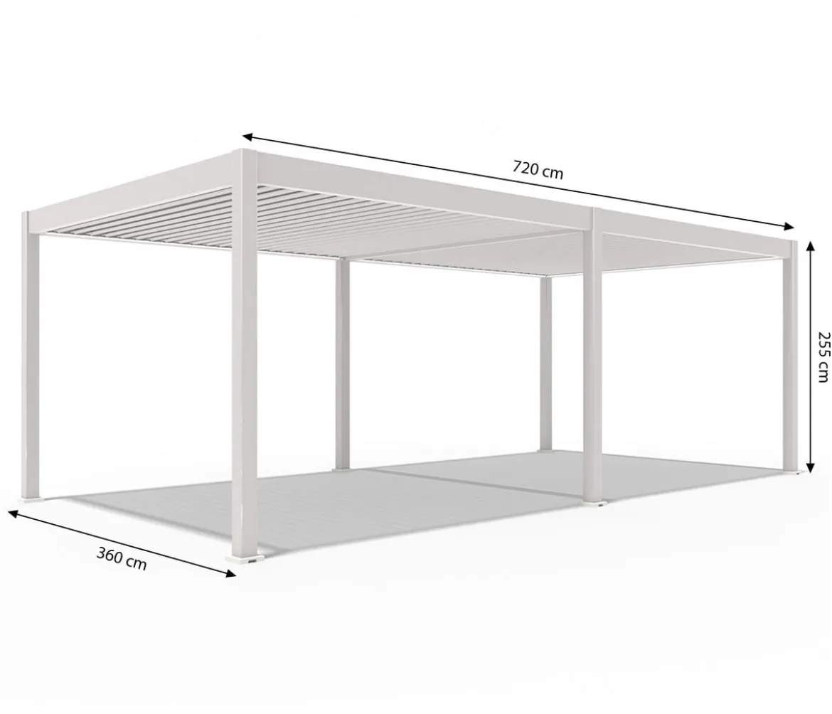 Weide Pergola LED E-Deluxe 3,6x7,2, ca. B720/H255/T360 cm