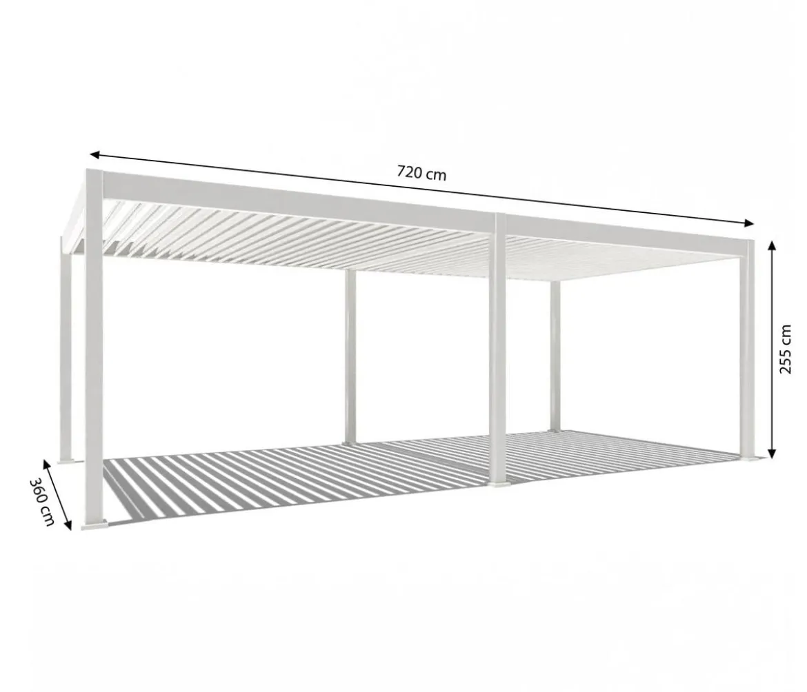 Weide Pergola LED E-Deluxe 3,6x7,2, ca. B720/H255/T360 cm