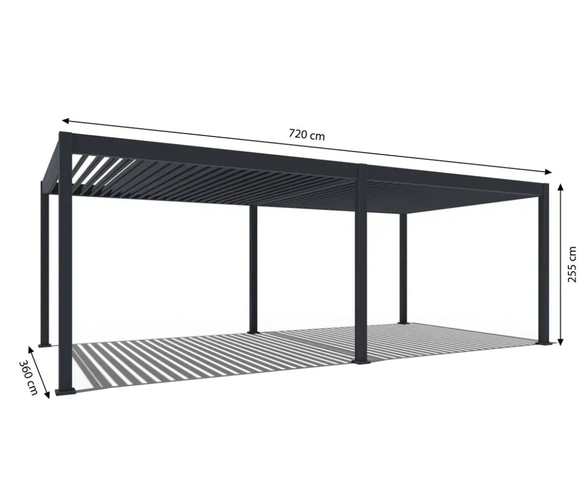 Weide Pergola LED E-Deluxe 3,6x7,2, ca. B720/H255/T360 cm