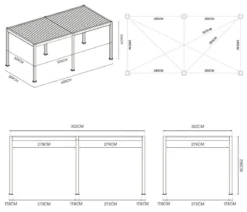 Weide Pergola LED E-Deluxe 3x6, ca. B600/H255/T300 cm