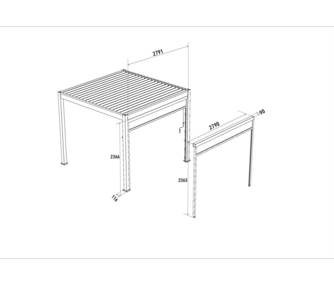 Weide Sonnenrollo für Deluxe/Classic Pergola, ca. B300 cm