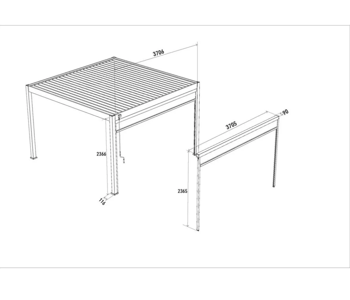 Weide Sonnenrollo für Deluxe/Classic Pergola, ca. B400 cm