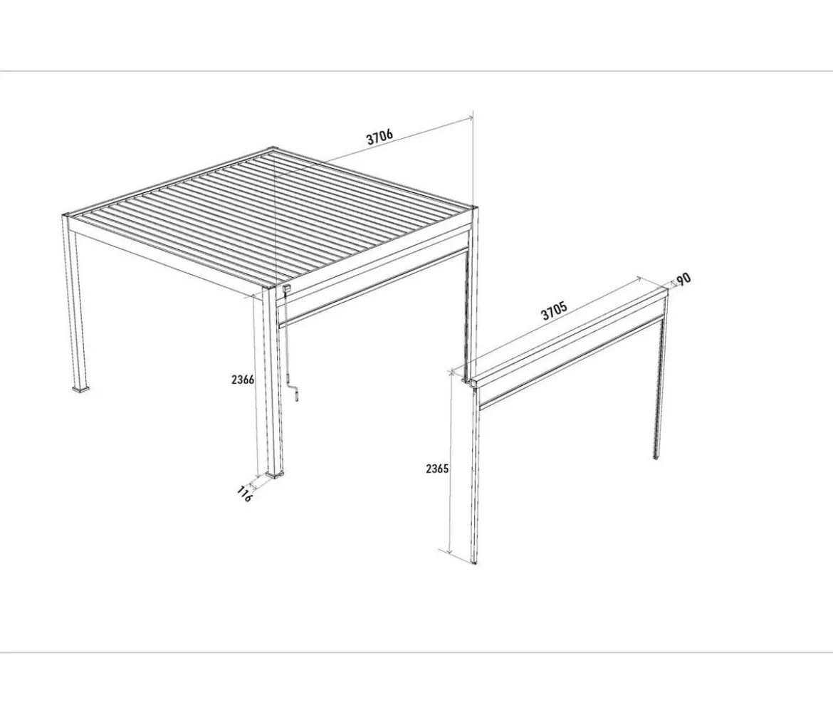 Weide Sonnenrollo für Deluxe/Classic Pergola, ca. B400 cm