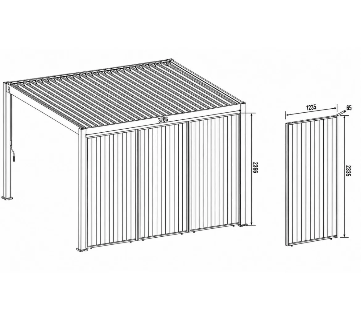 Weide Vertikales Seitenwand-Paneel, ca. B123/H236 cm