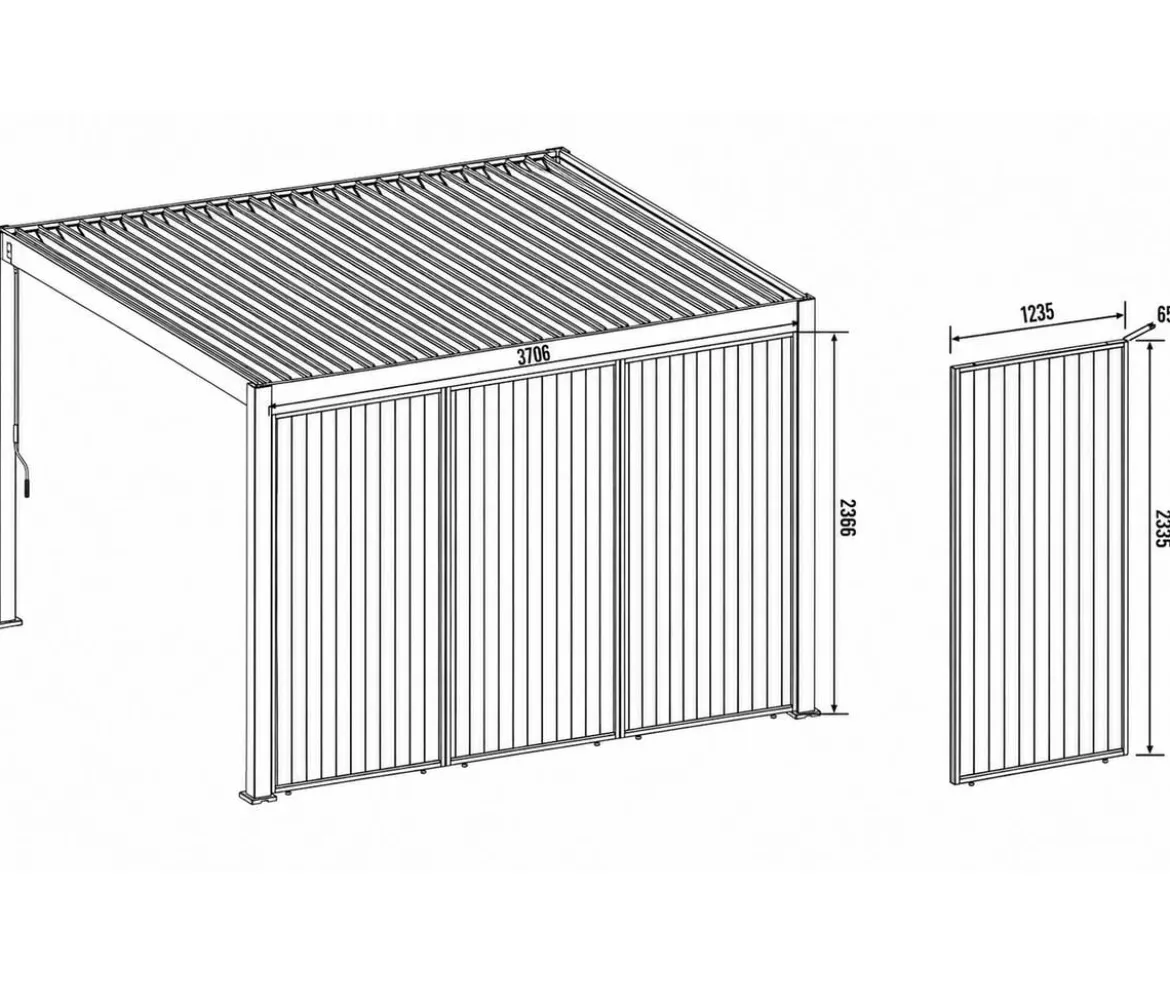 Weide Vertikales Seitenwand-Paneel, ca. B123/H236 cm