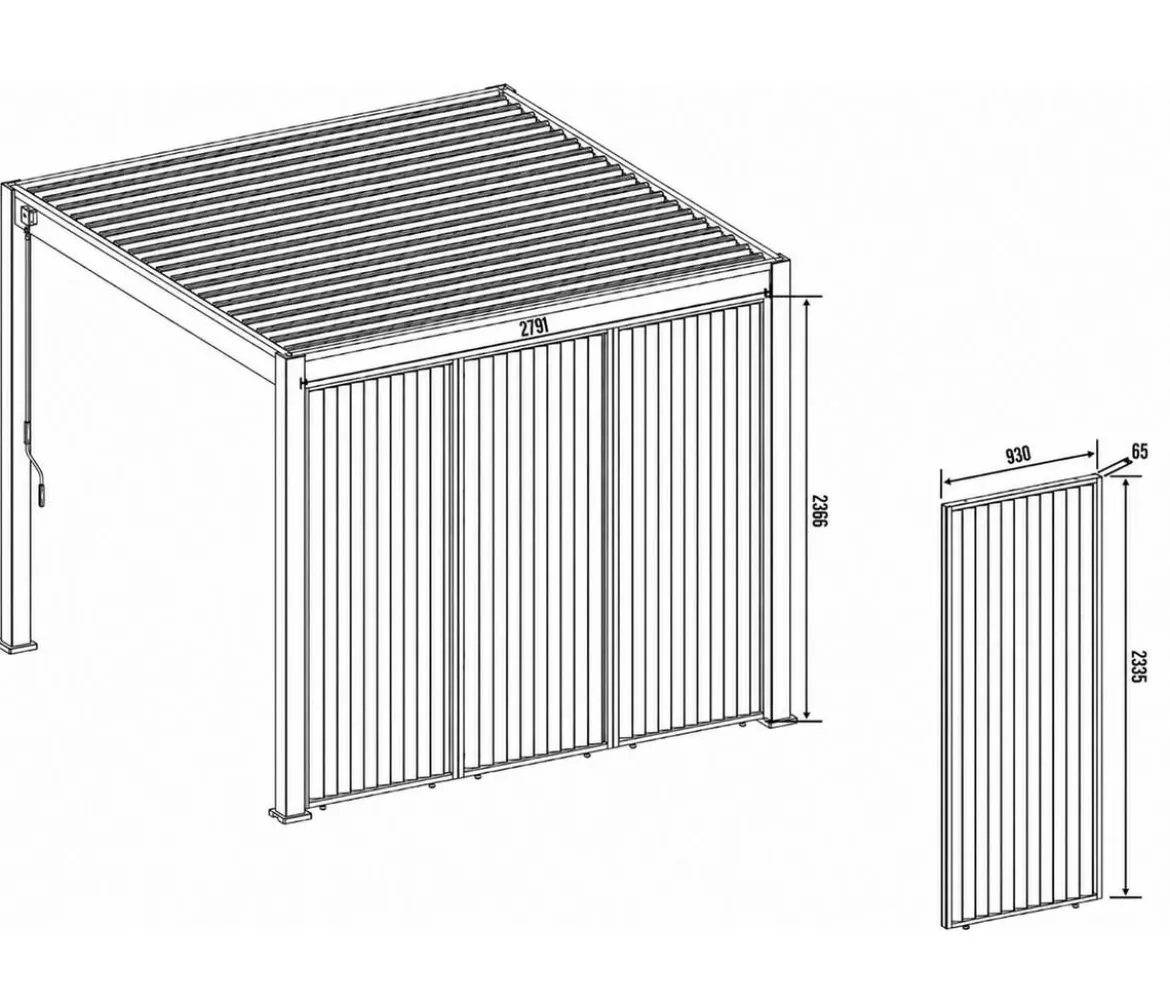 Weide Vertikales Seitenwand-Paneel, ca. B93/H236 cm