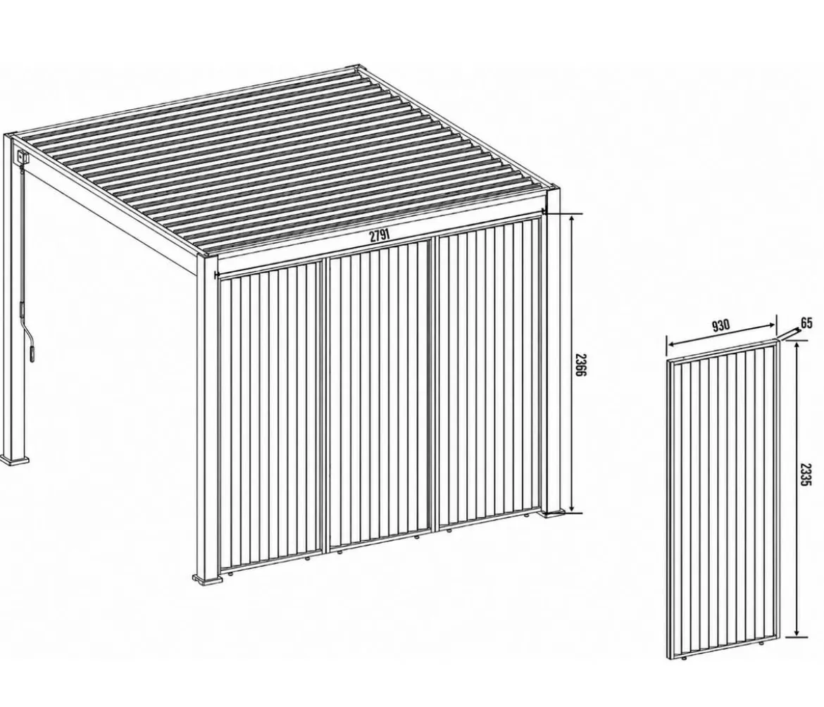 Weide Vertikales Seitenwand-Paneel, ca. B93/H236 cm