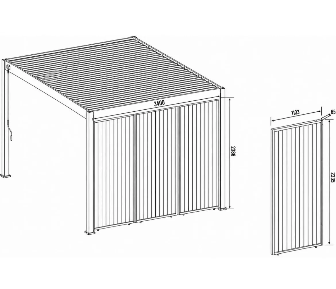 Weide Vertikales Seitenwand-Paneel, ca. B113/H236 cm