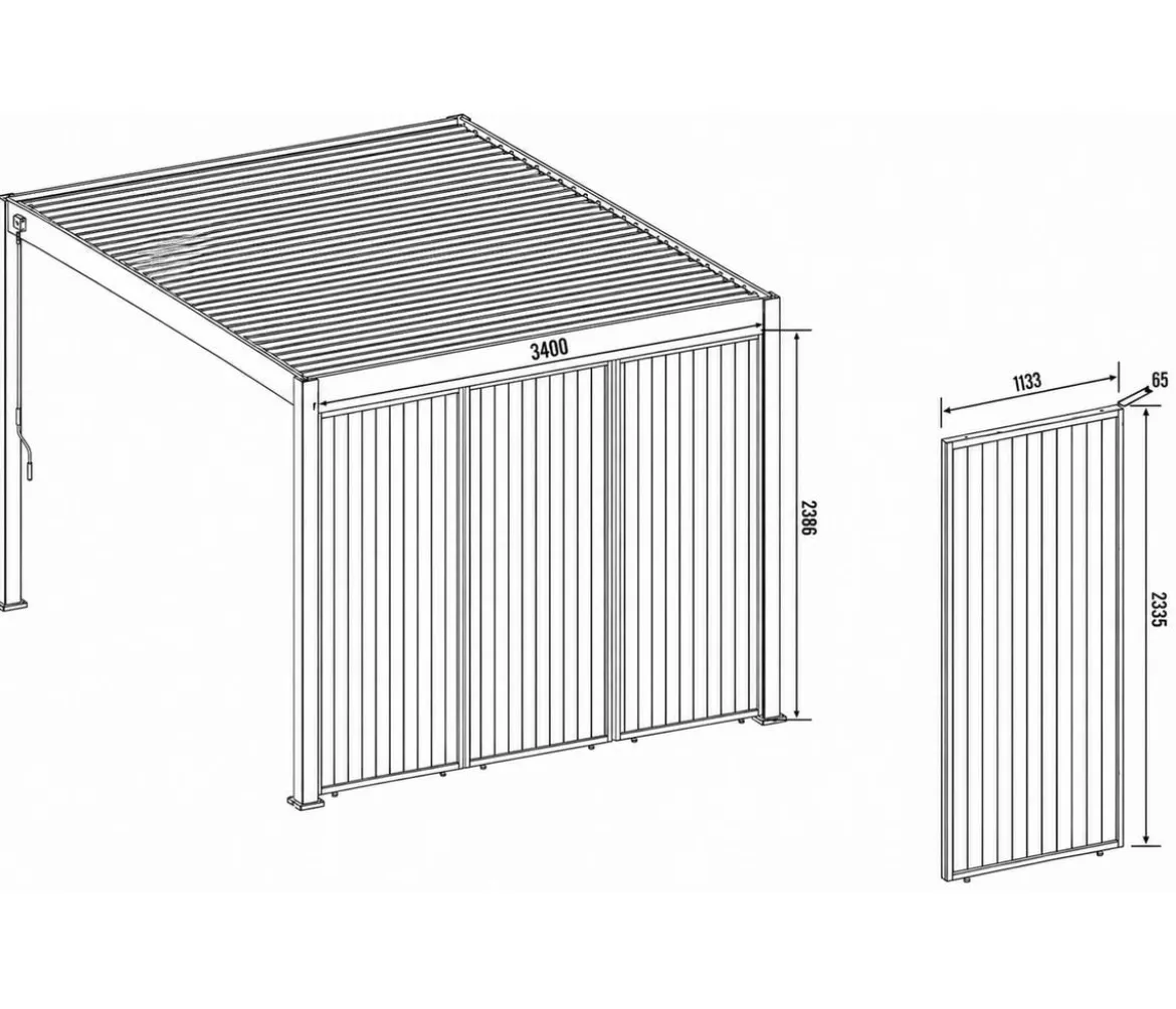 Weide Vertikales Seitenwand-Paneel, ca. B113/H236 cm
