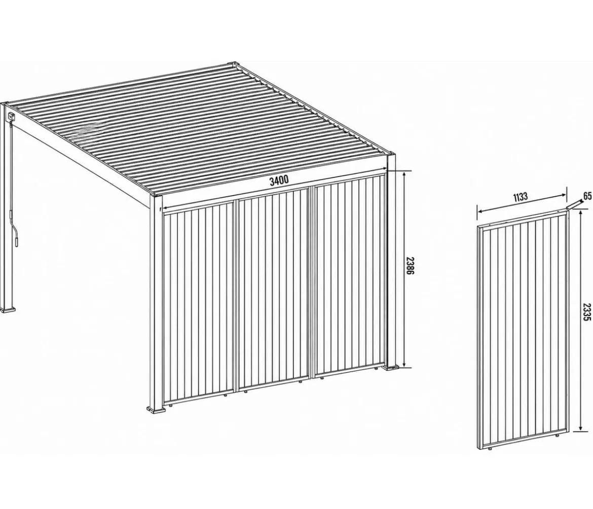 Weide Vertikales Seitenwand-Paneel, ca. B113/H236 cm