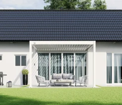 Weide Wand-Pergola Deluxe 3x3.6 Voll-Alu, ca. B360/H255/T300 cm