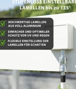 Weide Wand-Pergola Deluxe 3x3.6 Voll-Alu, ca. B360/H255/T300 cm