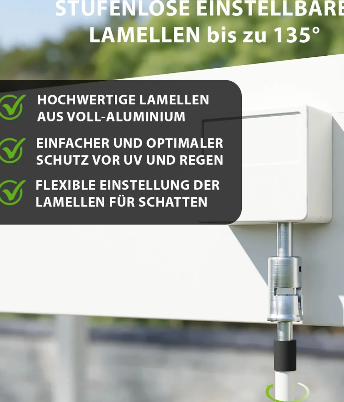 Weide Wand-Pergola Deluxe 3x3.6 Voll-Alu, ca. B360/H255/T300 cm