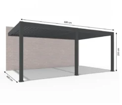 Weide Wand-Pergola LED E-Deluxe Plus 4x6, ca. B600/H255/T400 cm