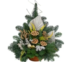 Weihnachtliches Grabgesteck, weiß, ca. B45/H50/T35 cm