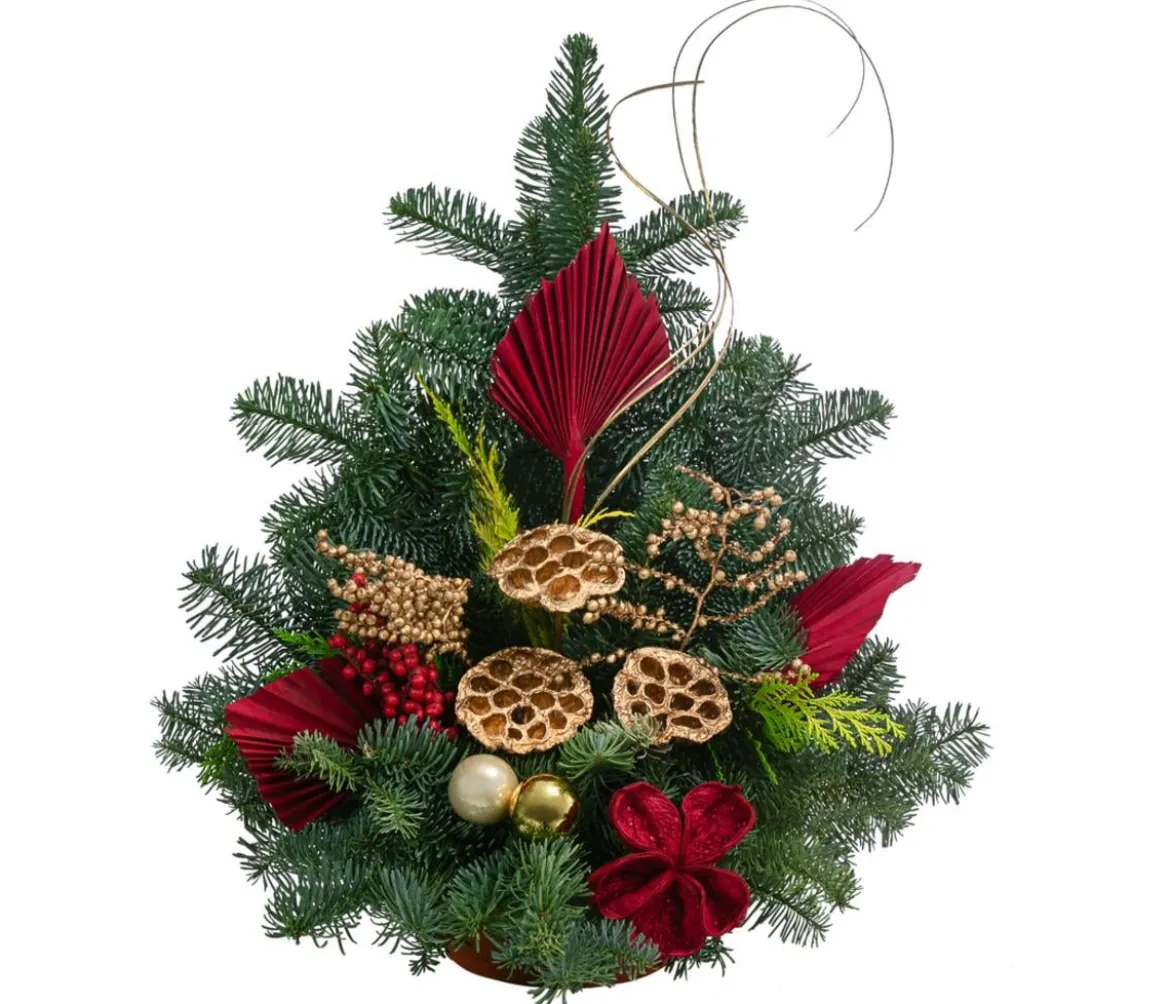 Weihnachtliches Grabgesteck, rot, ca. B45/H50/T35 cm