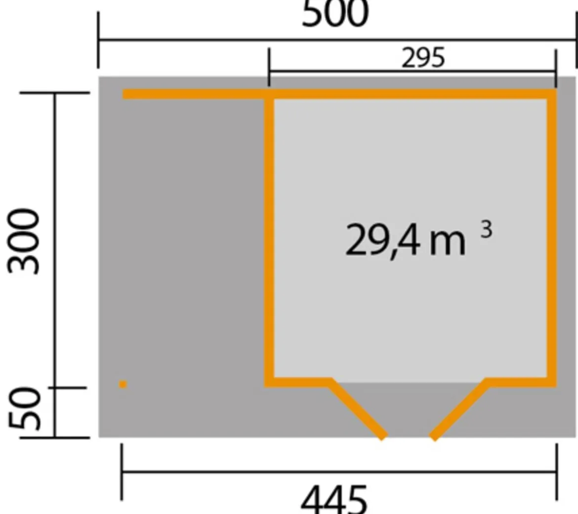 Weka Designhaus 126 A, Gr. 2, ca. B500/H225/T377 cm