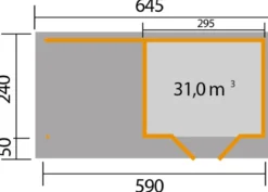 Weka Designhaus 126 B, Gr. 1, ca. B645/H225/T316 cm