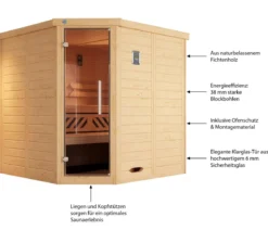 Weka Ecksauna Kami mit Glastür