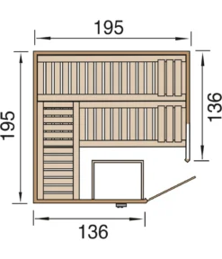 Weka Ecksauna Kemi mit Glastür und Fenster