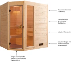 Weka Ecksauna Valida mit Glastür und Fenster