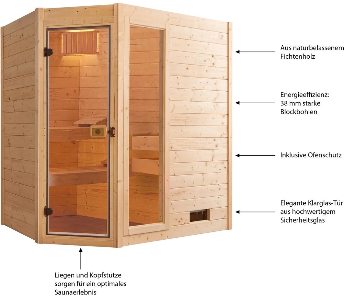 Weka Ecksauna Valida mit Glastür und Fenster