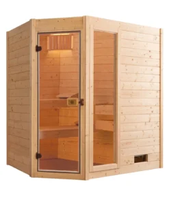 Weka Ecksauna Valida mit Glastür und Fenster inkl. Ofen, ca. B189/H203,5/T139 cm