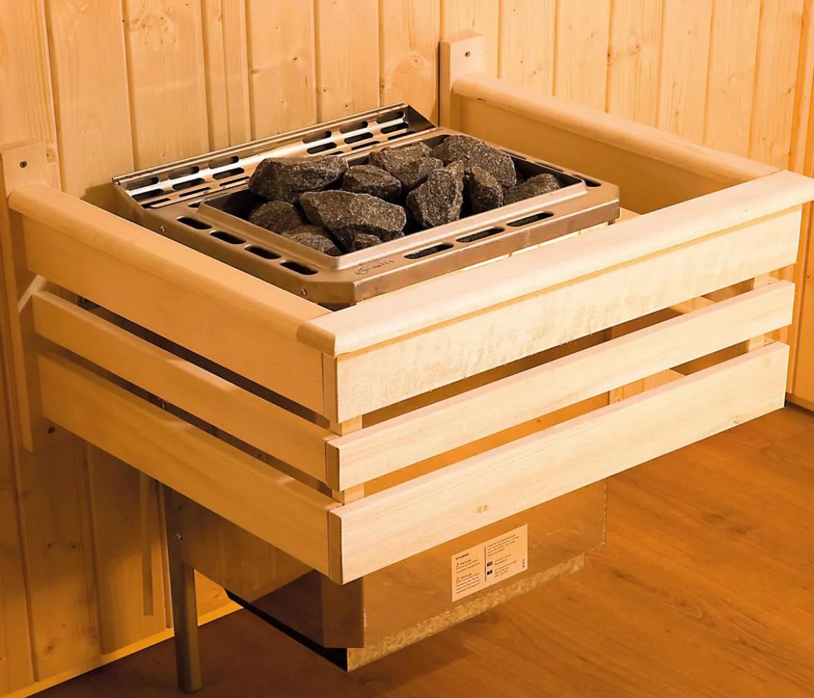 Weka Ecksauna Valida mit Glastür und Fenster inkl. Ofen, ca. B189/H203,5/T139 cm