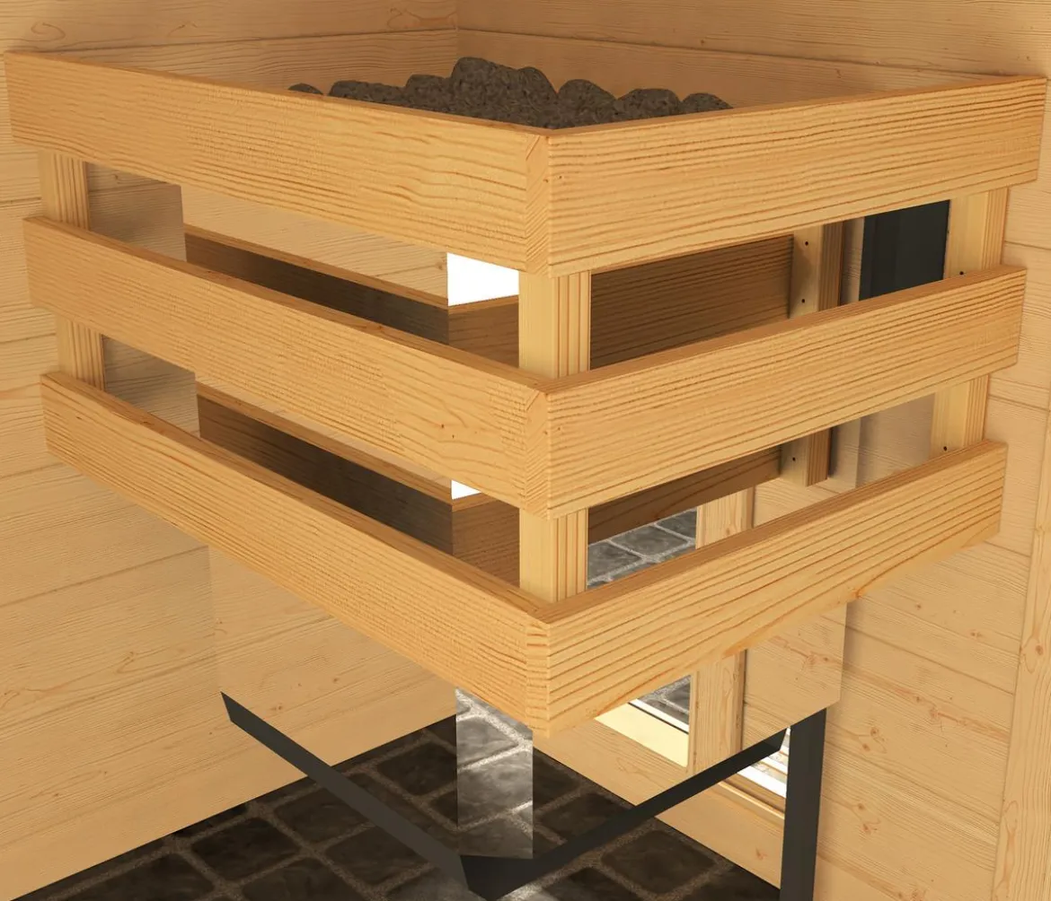 Weka Ecksauna Valida mit Glastür und Fenster inkl. Ofen, ca. B189/H203,5/T139 cm