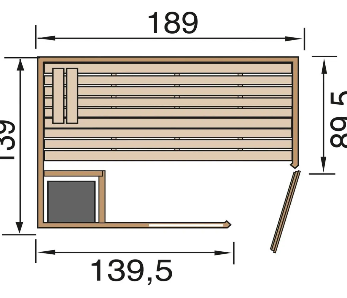 Weka Ecksauna Valida mit Glastür und Fenster inkl. Ofen, ca. B189/H203,5/T139 cm