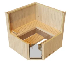 Weka Ecksauna Varberg mit Glastür inkl. Ofen, ca. B194/H199/T194 cm