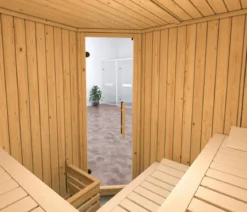 Weka Ecksauna Varberg mit Glastür inkl. Ofen, ca. B194/H199/T194 cm