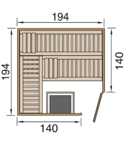Weka Ecksauna Varberg mit Glastür inkl. Ofen, ca. B194/H199/T194 cm