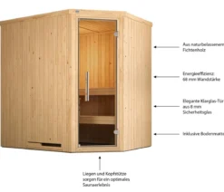 Weka Ecksauna Varberg mit Glastür