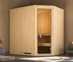 Weka Ecksauna Varberg mit Glastür