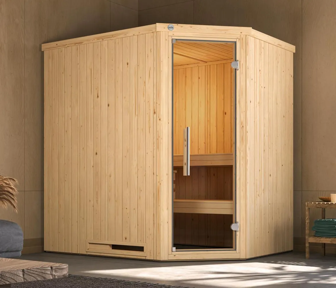 Weka Ecksauna Varberg mit Glastür