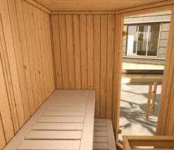 Weka Ecksauna Varberg mit Glastür