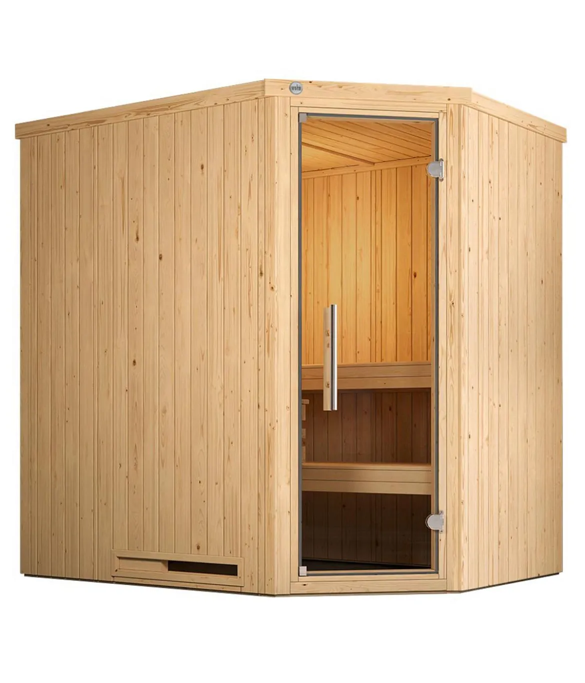 Weka Ecksauna Varberg mit Glastür
