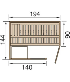 Weka Ecksauna Varberg mit Glastür und Fenster