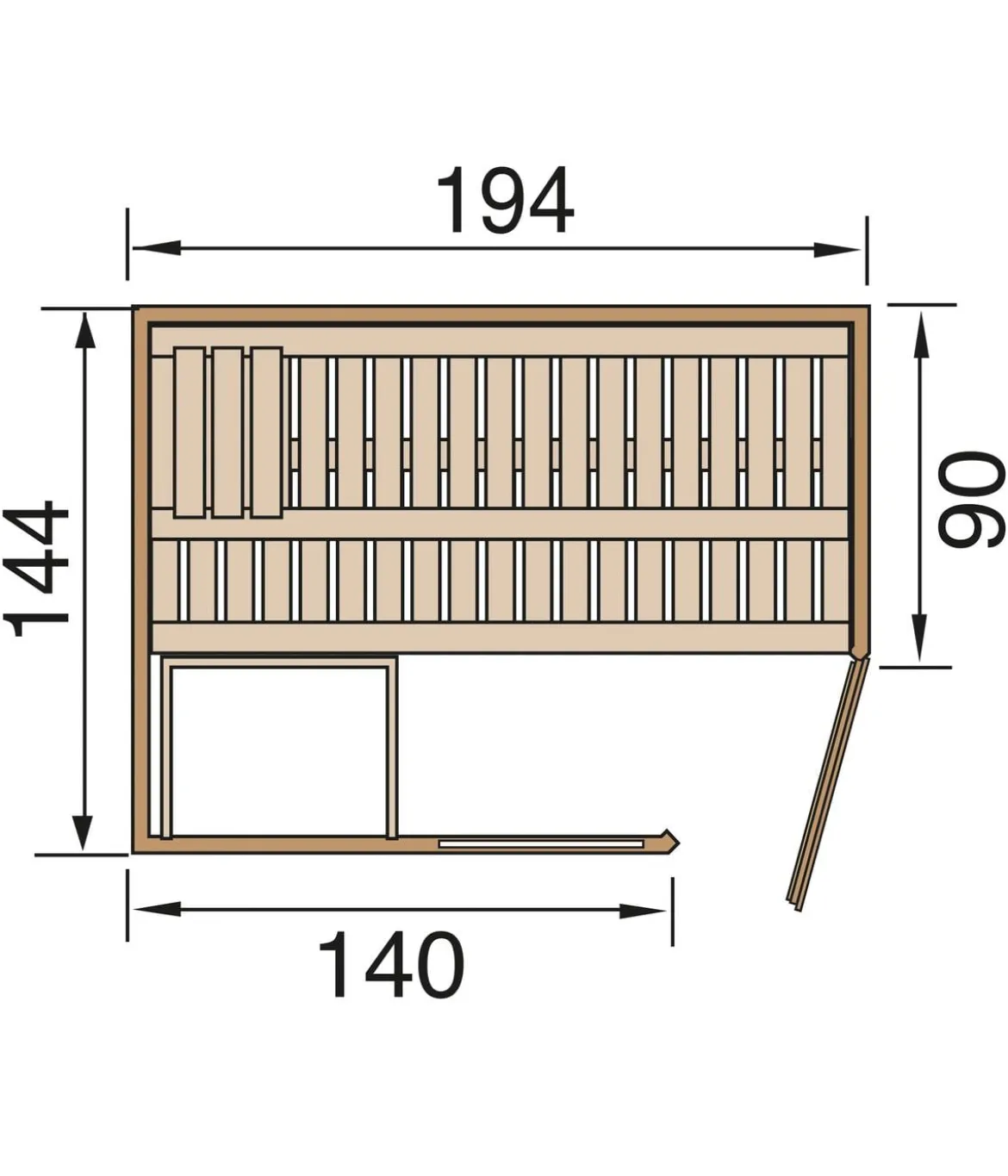 Weka Ecksauna Varberg mit Glastür und Fenster