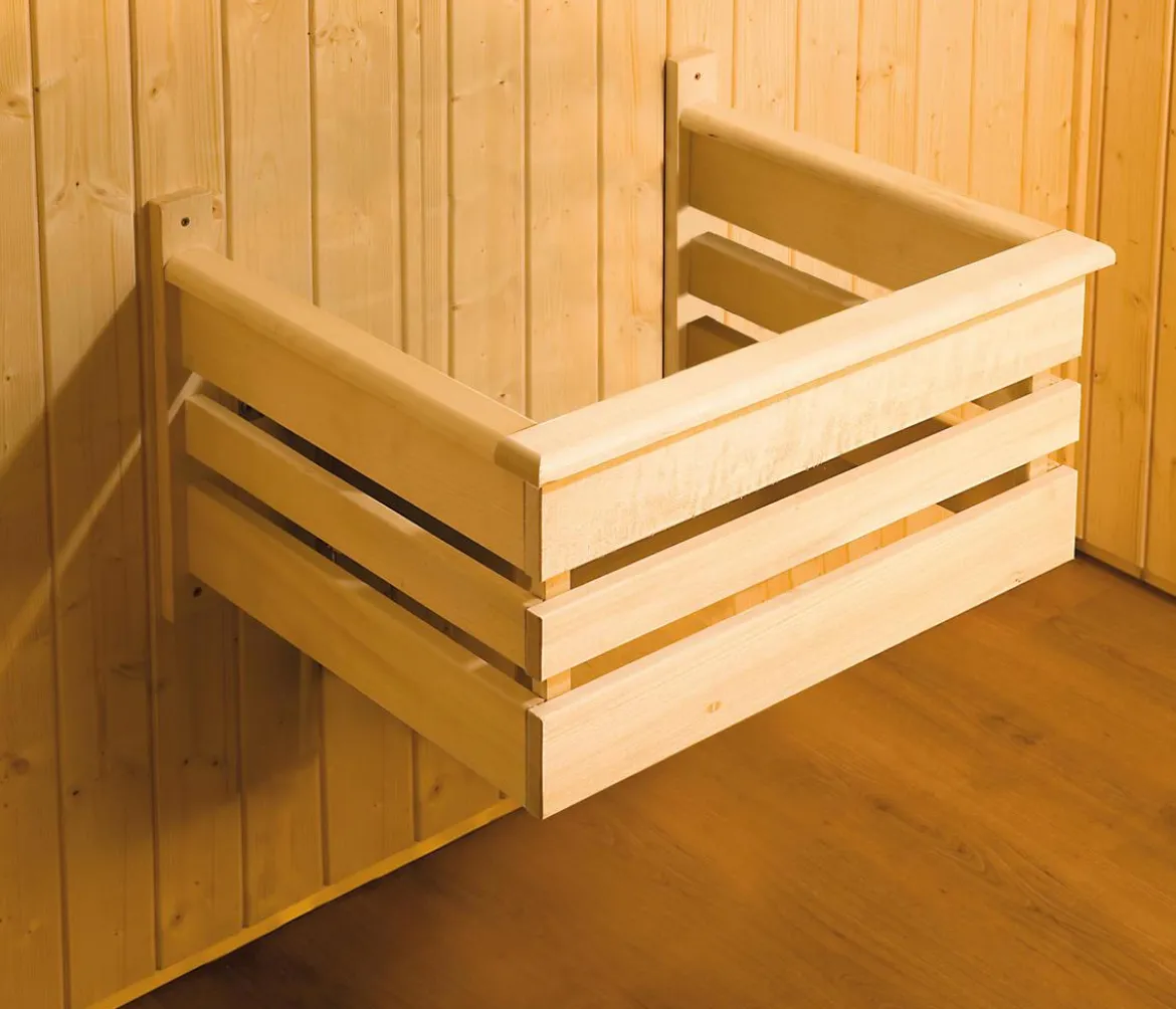 Weka Ecksauna Varberg mit Glastür und Fenster